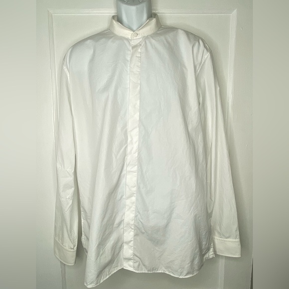 BALMAIN Wing-Collared Oxford Classic White Tuxedo Shirt - Picture 1 of 15